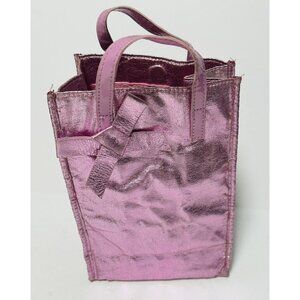 Bath & Body Works Shimmering Makeup Tote Reusable Pink Crinkle Two Handles